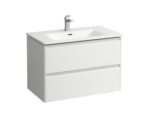 Laufen Palace Комплект мебели 800х450х545 мм., с раковиной Slim, 2 ящика, органайзер для ящика, ручка анодированный алюминий, подвесной, цвет белый глянцевый. 8.6070.5.261.104.1