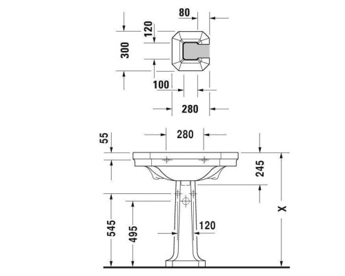 Duravit 1930 Пьедестал для раковины 29,6 см, с покрытием wondergliss, цвет: белый. 08579000001