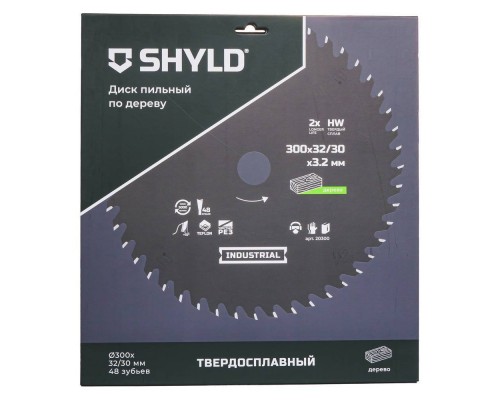 Диск пильный по дереву SHYLD твердосплавный 300х32/30 мм, 48 зубьев(20300) Диск пильный по дереву SHYLD твердосплавный 300х32/30 мм, 48 зубьев(20300)