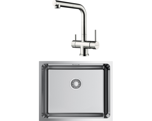 Комплект Мойка кухонная Omoikiri TADZAVA 54-U-IN нержавеющая сталь + Смеситель Takamatsu-S BN нержавеющая сталь