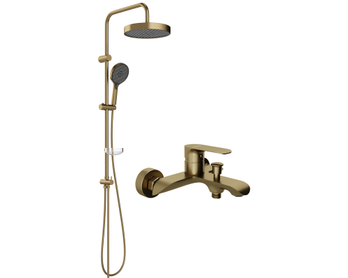 Душевая стойка STWORKI Молде S23180GM со смесителем Копенгаген S42100GM, матовое золото