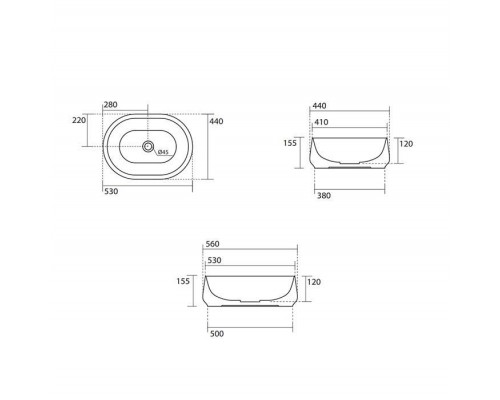 Kerasan F10 Раковина 56х44см, накладная, без отв., цвет: белый. 460501 Kerasan F10 Раковина 56х44см, накладная, без отв., цвет: белый. 460501