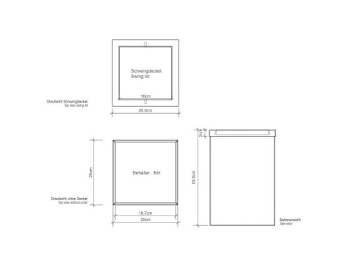 Decor Walther DW 113 Корзина для бумаги 20x20x30см, с крышкой, напольная, цвет: сталь полированная. 0610170 Decor Walther DW 113 Корзина для бумаги 20x20x30см, с крышкой, напольная, цвет: сталь полированная. 0610170