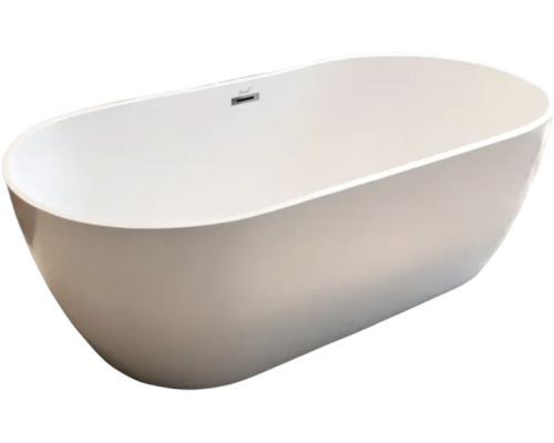 Акриловая ванна Ceruttispa SKYE170 170x75 см, отдельностоящая, белая, овальная, с каркасом, со сливом-переливом, с донным клапаном