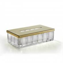 3SC Montblanc Контейнер для бумажных салфеток настольный 23хh7х12,5 см, цвет: прозрачный хрусталь/латунь. MB70ACROL