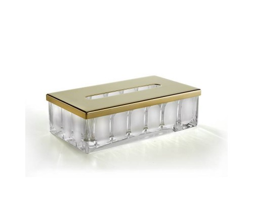 3SC Montblanc Контейнер для бумажных салфеток настольный 23хh7х12,5 см, цвет: прозрачный хрусталь/латунь. MB70ACROL
