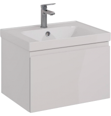 Тумба с раковиной Lemark Veon mini 60 белая глянцевая, 1 ящик