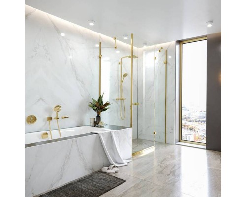 Hansgrohe Ecostat S Смеситель для душа, настенный, термостатический, цвет: полированное золото. 15758990