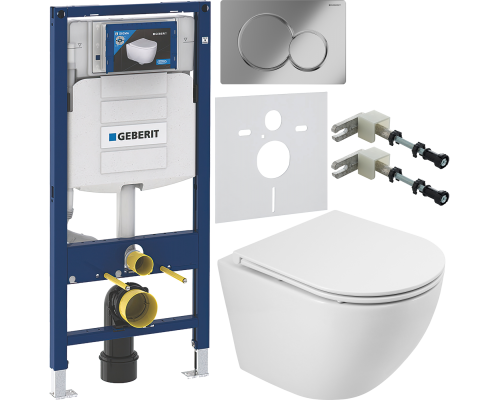 Комплект Унитаз подвесной BelBagno Sfera-r BB046CH-TOR безободковый + Крышка BB870SC с микролифтом + Инсталляция Geberit Duofix UP 320 111.300.00.5 + Кнопка Sigma 01 115.770.21.5 хром + Крепления 111.815.00.1 к стене + Шумоизоляция 156.050.00.1
