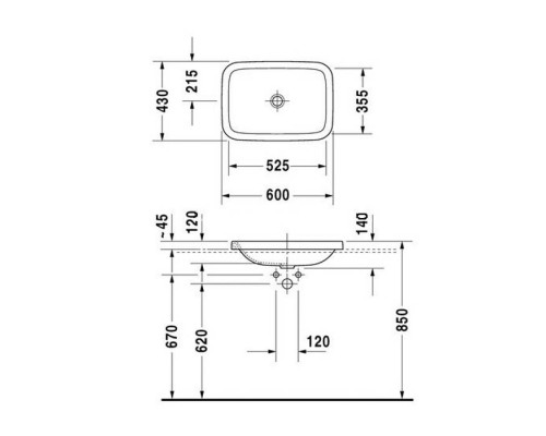 Duravit DuraStyle Раковина 43х43 см, без отв., цвет: белый. 0372600000