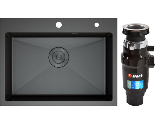 Комплект Мойка кухонная D K DKS605006 графит + Измельчитель Bort Master Eco 91275752