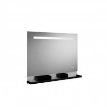 Burgbad FIUMO Зеркало 100x70x15 мм, подсветка LED, сенс выкл, обогрев, корпус Alu-Optik, 2 ящика, рейлинг черные, панель белая FOT2. SFXP100FOT2