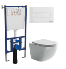 Комплект Унитаз подвесной Ceramicanova Forma CN3009 безободковый + Инсталляция DIWO + Кнопка 7320 белая