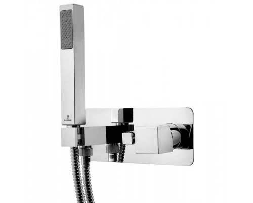 Bossini Cube Комплект: Смеситель для душа, встраиваемый, с девиатором на 2 выхода, ручной душ с держателем, подключение на 1/2rdquo;, цвет: хром. Z005365.030