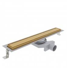 Plumberia Selection Трап душевой PS IN-TILE 6x60 2устор. накладка из нерж.стали, комбинир.затвор с горизонт. Выпуском Ду 50мм,40л/мин, цвет: золото брашированная. PST60OB