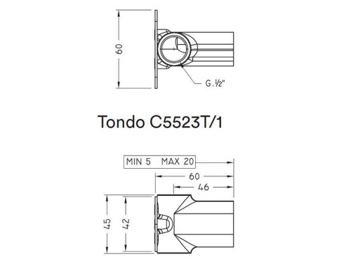 Nicolazzi Unico Встроенная часть для настенного смесителя Tondo 5523T. C5523T/1 Nicolazzi Unico Встроенная часть для настенного смесителя Tondo 5523T. C5523T/1