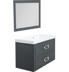 Мебель для ванной комнаты La Fenice Cubo Twin 100 серая, ручки белые