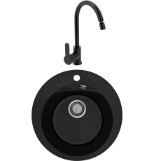 Комплект Мойка кухонная Practik PR-M 475-004 черный оникс + Смеситель MEGA City MG-ZRV102-b черный