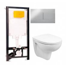 Комплект Унитаз подвесной Wanfald Lauta 47302100005 белый + Инсталляция OLI 80 ECO Sanitarblock mechanic 3 в 1 с кнопкой смыва