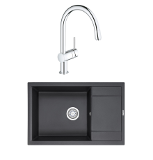 Комплект Мойка Granula 7805, черный + Смеситель Grohe Minta 3291800E хром