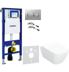 Комплект Унитаз подвесной Geberit Smyle Square 500.685.01.1 с микролифтом + Крепления Duofix 111.815.00.1 к стене + Шумоизоляция 156.050.00.1 + Инсталляция UP 320 111.300.00.5 + Кнопка Sigma 20 115.882.JQ.1 хром матовый, хром глянцевый