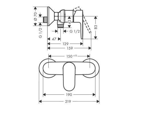 Hansgrohe Vernis Blend Смеситель для душа, однорычажный, цвет: матовый черный . 71640670 Hansgrohe Vernis Blend Смеситель для душа, однорычажный, цвет: матовый черный . 71640670