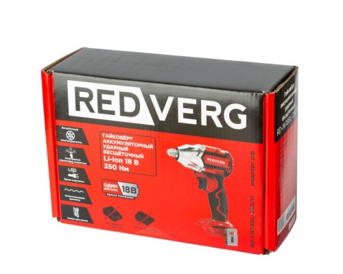 Гайковерт аккумуляторный ударный бесщеточный REDVERG RD-IW18BL-350/U (без акк, без з/у) Гайковерт аккумуляторный ударный бесщеточный REDVERG RD-IW18BL-350/U (без акк, без з/у)