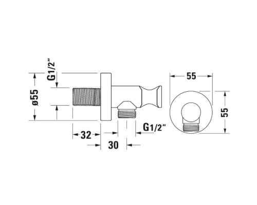 Duravit Shower Шланговое подсоединение с держателем ручного душа, цвет: черный матовый. UV0630009046
