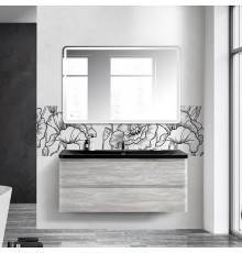 Мебель для ванной комнаты BelBagno Albano 120 подвесная, rovere vintage bianco, черная матовая раковина
