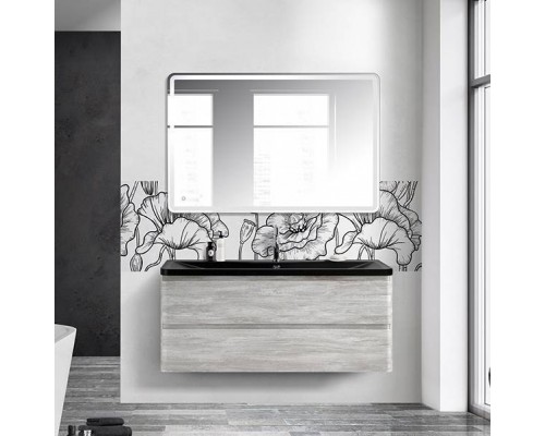 Мебель для ванной комнаты BelBagno Albano 120 подвесная, rovere vintage bianco, черная матовая раковина