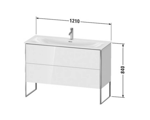 Duravit XSquare Тумба с раковиной 121х59.2x47.8см., напольная, 2 яшика, встроенные ножки с регулировкой по высоте, цвет: Night Blue SaM. 2344120000,  XS452609898
