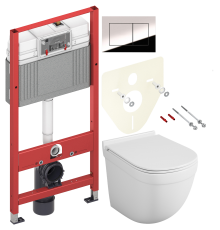 Комплект Унитаз подвесной Owl 1975 Eld TOWLT190101 безободковый + Инсталляция TECE Now 9400412 4 в 1 с кнопкой смыва