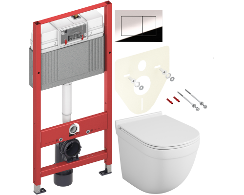 Комплект Унитаз подвесной Owl 1975 Eld TOWLT190101 безободковый + Инсталляция TECE Now 9400412 4 в 1 с кнопкой смыва Комплект Унитаз подвесной Owl 1975 Eld TOWLT190101 безободковый + Инсталляция TECE Now 9400412 4 в 1 с кнопкой смыва