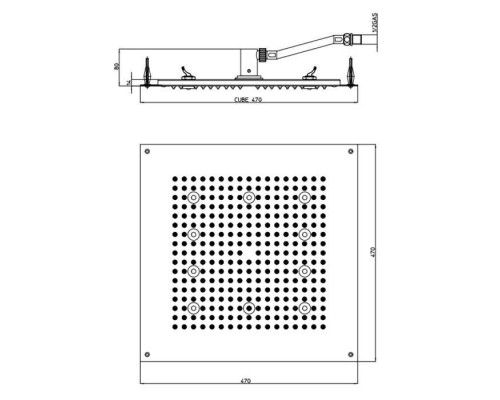 BOSSINI DREAM-CUBE Верхний душ 470 x 470 мм, с 10 LED (белый), блок питания/управления, цвет: черный матовый. H37453.073