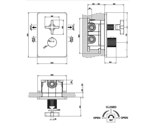 Gessi Inciso Смеситель для душа, встраиваемый, термостатический, на 2 потребителя, цвет: gold brushed CCP. 58234#087
