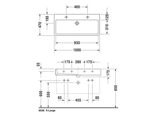 Duravit Vero Раковина подвесная, 100х47см., с 2 отв., c переливом, цвет: белый. 0454100024