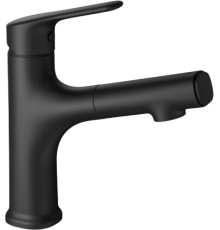 Смеситель для раковины Wonzon   Woghand WW-AE4151-MB с выдвижным изливом, черный матовый