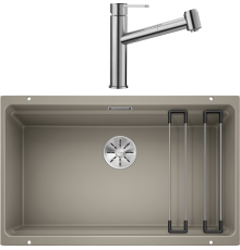 Комплект Мойка кухонная Blanco Etagon 700-U серый беж + Смеситель Ambis-S 523119