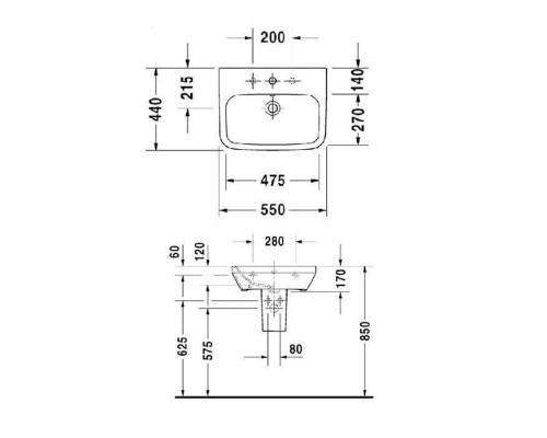 Duravit DuraStyle Раковина 55x44 см, 1 отв., цвет: белый. 2319550000