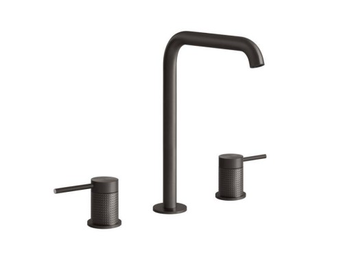 Gessi 316 Смеситель для раковины на 3 отверстия, без донного клапана, излив 156мм, h=269мм, цвет: brushed black metal pvd. 54411#707