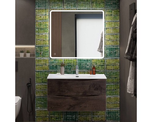 Мебель для ванной комнаты BelBagno Marino-cer-n 90 подвесная, rovere nature grigio