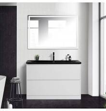 Мебель для ванной комнаты BelBagno Albano 120 напольная, bianco lucido, черная матовая раковина