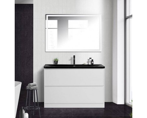 Мебель для ванной комнаты BelBagno Albano 120 напольная, bianco lucido, черная матовая раковина