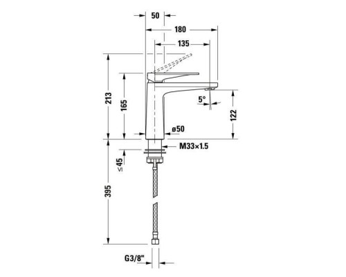 Duravit Tulum by Starck Смеситель для раковины, 1 отв., без донного клапана, цвет: черный матовый. TU1020002046