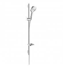 Hansgrohe Raindance Select E Душевой набор: штанга 90см., ручной душ 120, 3jet (Rain, RainAir, WhirlAir), мыльница, шланг, цвет: белый/хром. 26621400