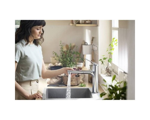 Hansgrohe Zesis M33 Смеситель для кухни, 1 отв., с вытяжным душем, sBox lite, цвет: хром. 74804000 Hansgrohe Zesis M33 Смеситель для кухни, 1 отв., с вытяжным душем, sBox lite, цвет: хром. 74804000