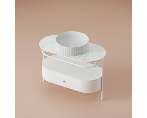 Artceram Flair 4.0 Консоль металлическая с раковиной 95x48хh75см., напольная, с выдвижным ящиком и мраморной столешницей, цвет: белый матовый. OSL010 05 00,  ACA068 05,  ACM038 05,  TFA010 47