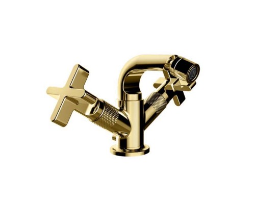 Gessi Inciso Смеситель для биде, на 1 отв., с донным клапаном, цвет: золото. 58127#246