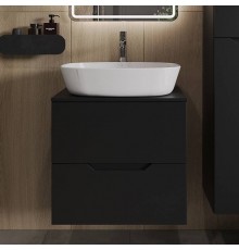 Тумба с раковиной Orange Line 60 подвесная, 2 ящика, матовая черная с раковиной B08-500W