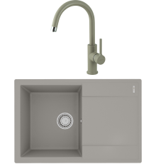 Комплект Мойка кухонная Lemark Imandra 760 9910027 грей + Смеситель Comfort LM3073PGR грей